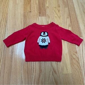 Carters Red penguin knit infant sweater size 3 months